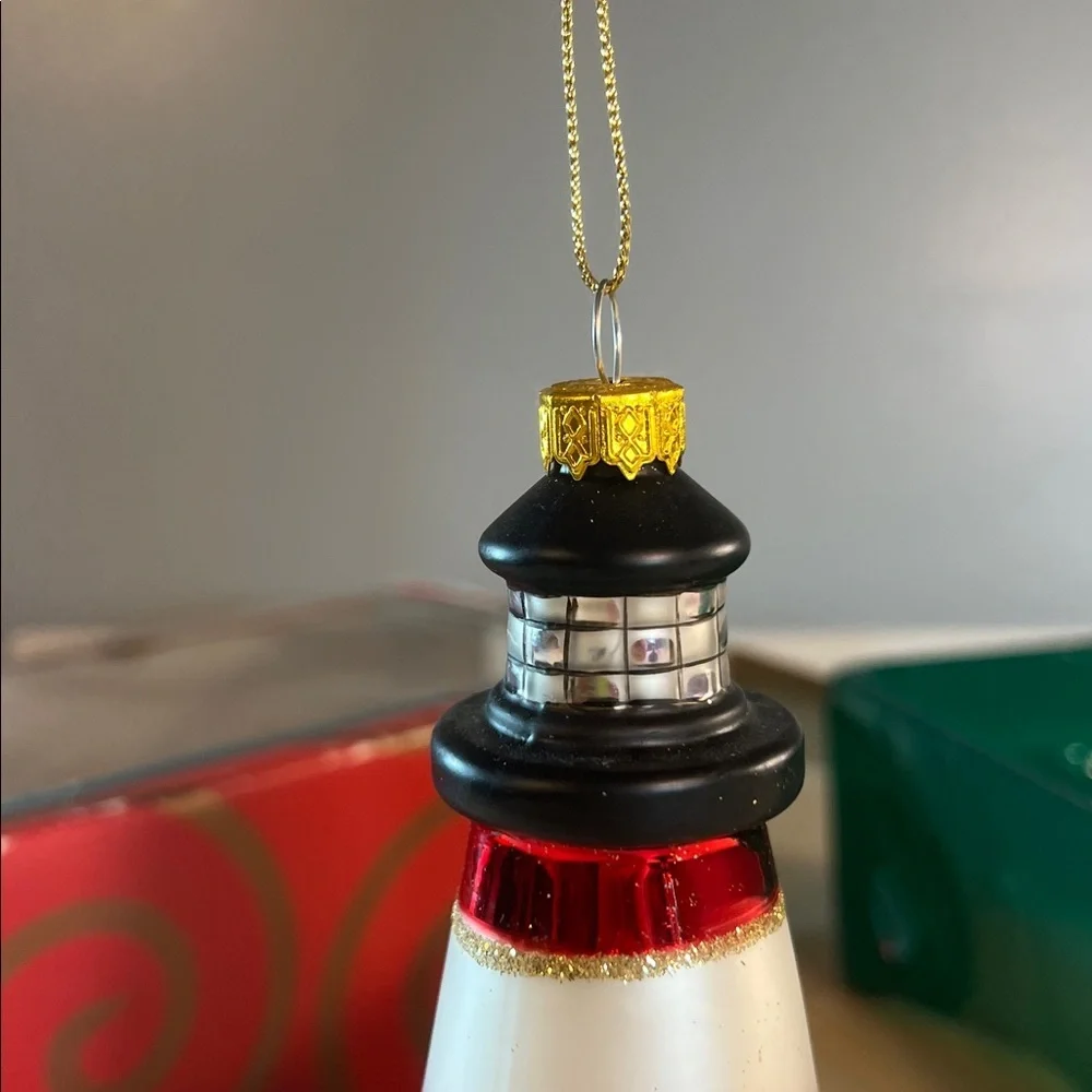 Red and White Lighthouse Ornament